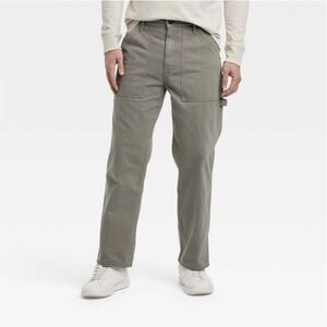 Men's Vintage Relaxed Straight Fit Utility Pants - Goodfellow & Co 38X32 Olive